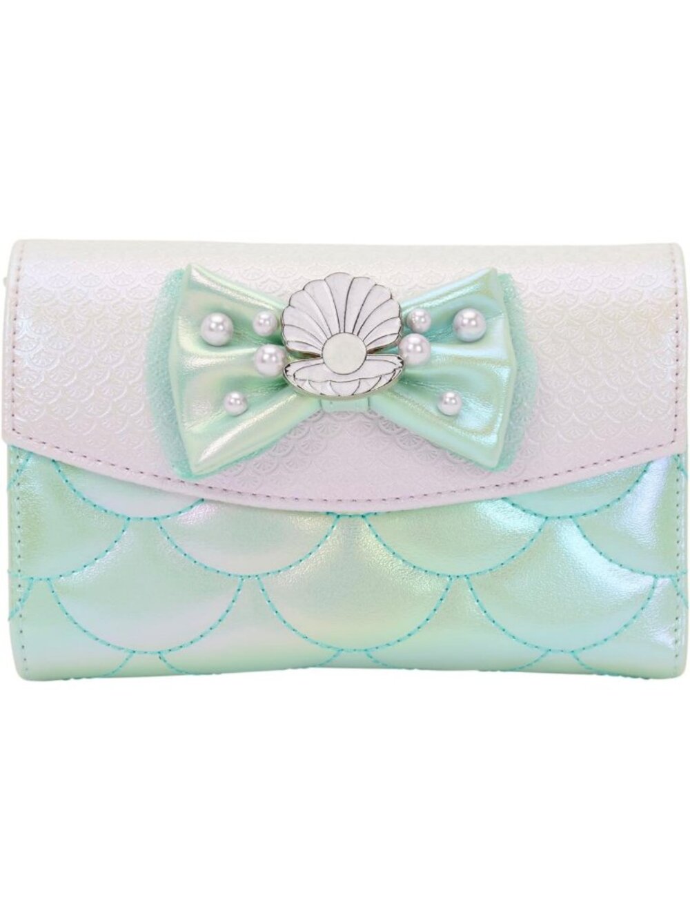 Iridescent Pearl Flap Wallet - The Little Mermaid Inspired, Cute & Functional